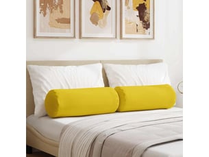 Lot de 2 coussins d'accent, coussins décoratifs, coussins lombaires tissu jaune clair ø 25 x 70 cm cf56700