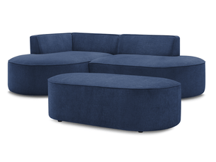 Canapé d'angle gauche fixe BOBOCHIC ROUSSEAU 5 places Tissu Bleu foncé