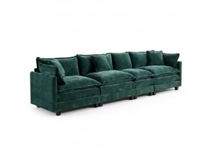 Canapé 4 places nuage moderne sectionnel salon chambre appartement coussin double couche rembourré tissu chenille respirant vert