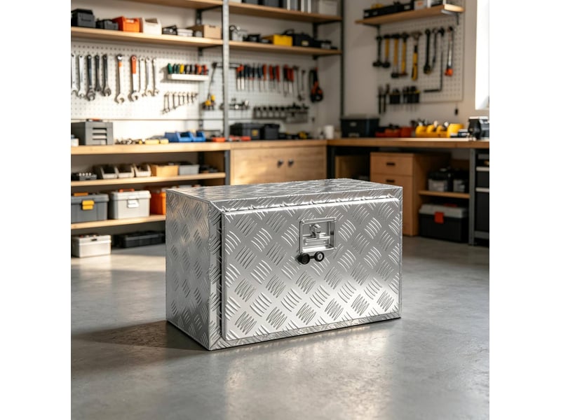 Coffre à outils pour camion 60,9 x 35,5 x 40,6 cm argenté en aluminium, serrure à clé, capacité 76 l - Conforama B
