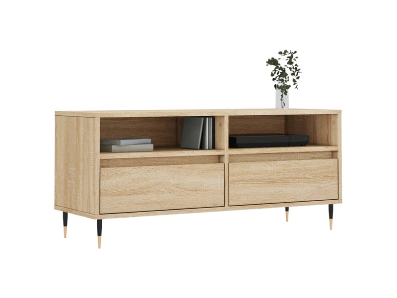  Meuble tv - banc tv - meuble de rangement chêne sonoma 100x34,5x44,5 cm bois d'ingénierie  - Conforama C