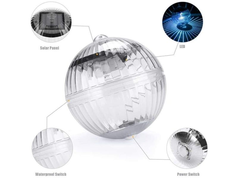 Projecteur de piscine solaire avec deux lumières led flottantes, changement de couleur automatique, étanche et sphérique, transparent HRC0001114LY - Conforama D