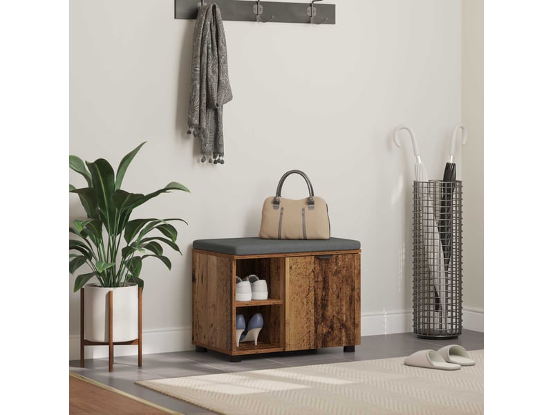  Banc d'entrée, banc interieur avec coussin bois ancien 60x38x46 cm shl16506  - Conforama B