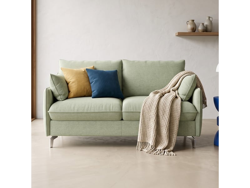  Canapé droit convertible 3 places en tissu chenille vert sauge - ouverture express - astoria Astoria - Conforama B