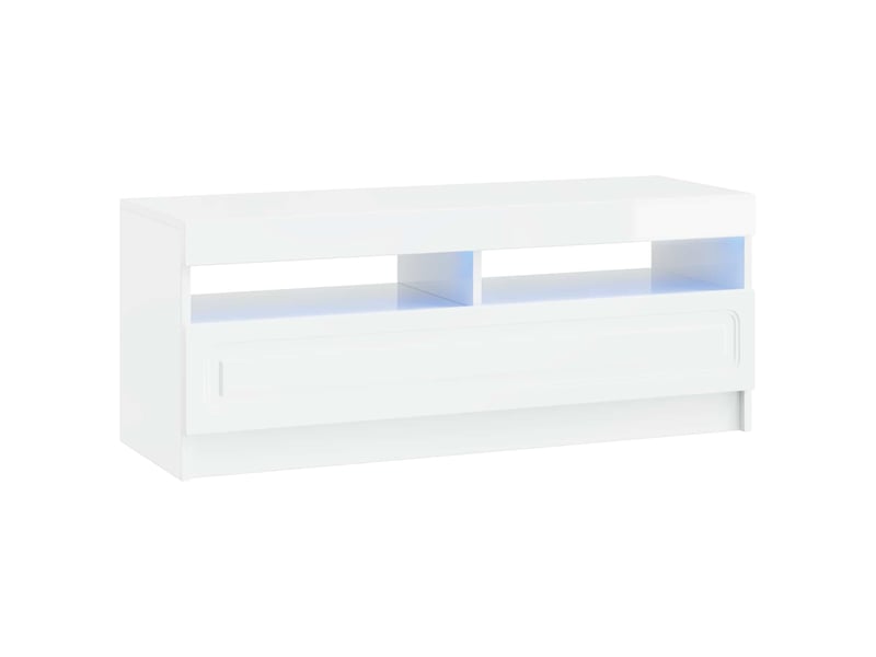 Meuble tv - banc tv - meuble de rangement led utrecht 3 pcs blanc brillant bois d'ingénierie - Conforama E
