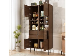 Vitrine coloris bois foncé  HAUSS SPOLE  - 75.5 cmx164.5 cm