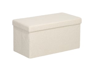 Banc coffre de rangement pliable en mdf blanc crème 76 x 38 x 38 cm