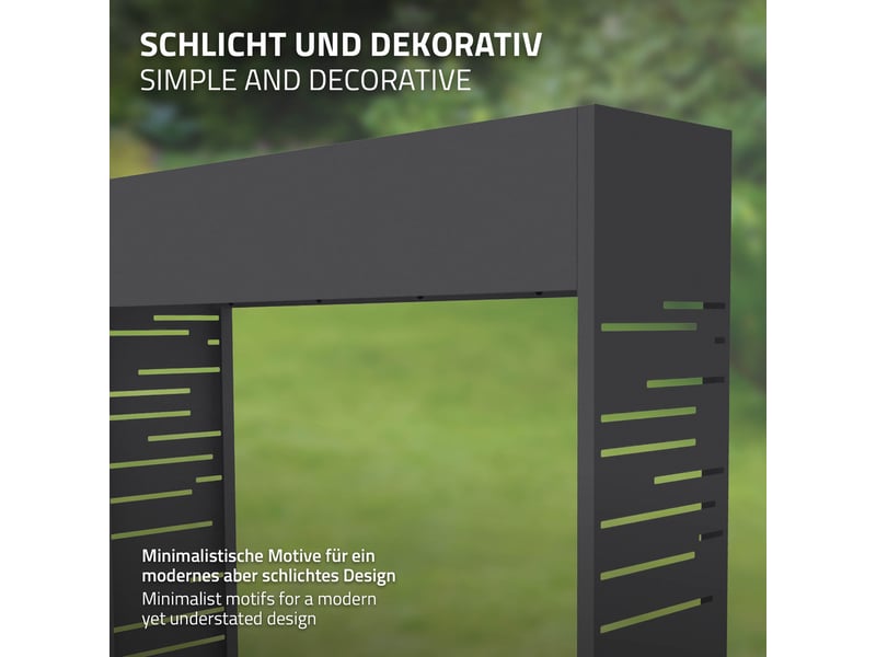  Ml-design range-bûches d'extérieur avec jardinière, en acier galvanisé résistant aux intempéries, support de stockage bois de chauffage cheminée, motif de treillis, anthracite, 112 x 30 x 111 cm ECD Germany GmbH - Conforama E