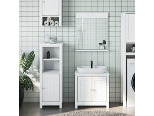 Ensembles de salle de bain, meubles de salle de bain 3 pcs berg blanc bois de pin massif cf64773