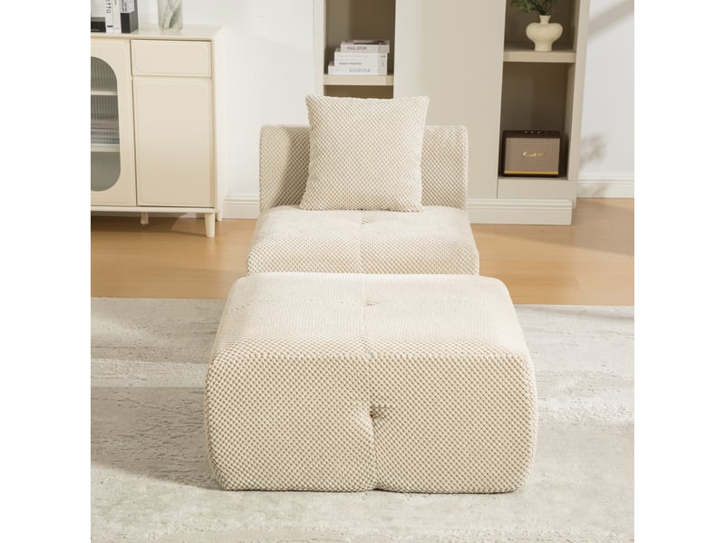  Canapé modulable 1 place en chenille kaki clair, 77 x 157 x 75 cm, sans montage, livré compressé, base antidérapante, coussins inclus, pour le salon CARDUME ESTIVAL - Conforama D