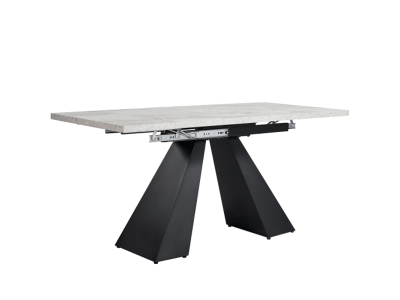  Table à manger télescopique extensible 99–159×74 cm – plateau gris, pieds en colonne – bureau et séjour, compact  - Conforama D