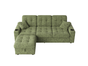 Canapé droit fixe OKWISH 3 places Tissu gris avec coffre de rangement