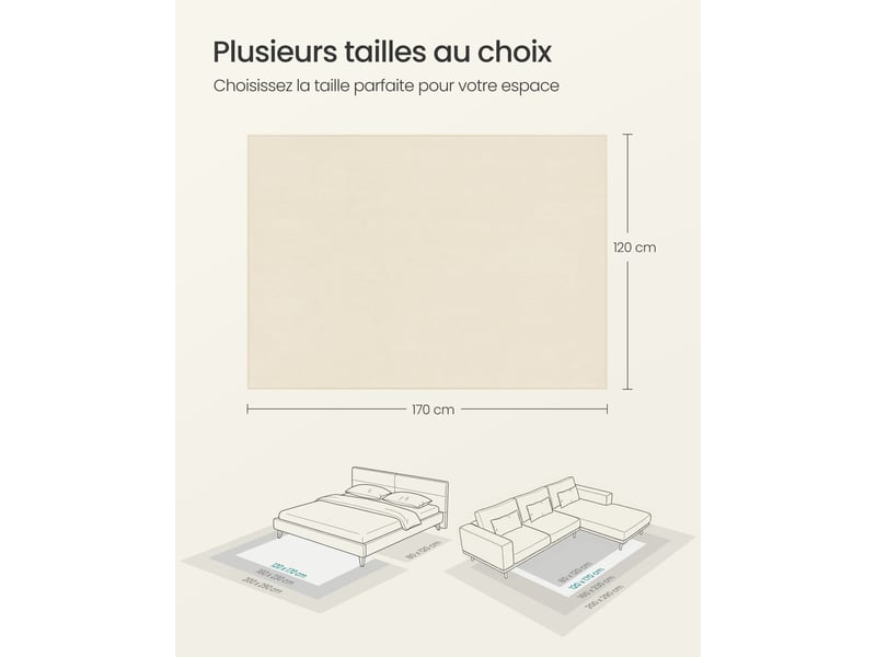  Tapis décoratif moderne antidérapant 170 x 120 cm pour salon chambre ambiance cosy en polyester beige cappuccino 12_0011809  - Conforama B