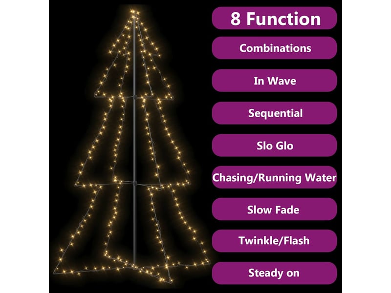  Arbre de noël, sapin de noël cône 240 led d'intérieur-d'extérieur 118x180 cm  - Conforama D
