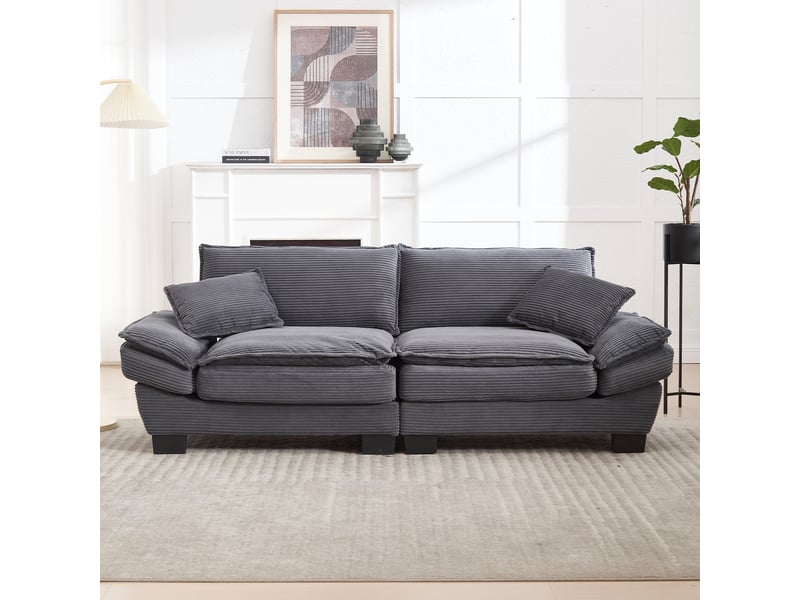 Canapé 2 places moderne gris foncé, structure à ressorts et coussins, assise confortable - Conforama B
