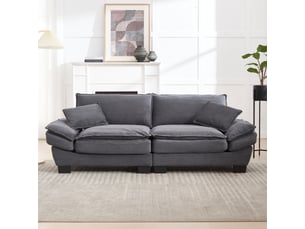 Canapé droit fixe 2 places Velours gris
