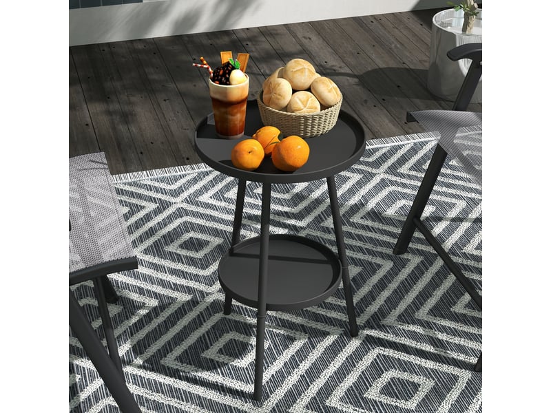 Table de jardin ronde à 2 niveaux avec rebords surélevés et plateau inférieur pour une utilisation intérieure et extérieure ø32 x 51 cm noir - Conforama C