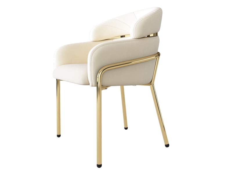  Lot 6 chaises salle à manger, 54x57x79 cm, style luxe minimaliste, métal, velours, beige  - Conforama D
