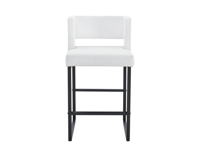  Lot de 2 tabourets de bar 49.5x41.4x91.4cm – design carré moderne et confortable avec sièges en cuir - pieds en métal noir - blanc  - Conforama A