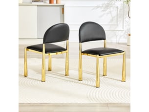 Chaises modernes duo – dossiers arrondis, rembourrées, cuir pu, pieds métal – hauteur 80 cm
