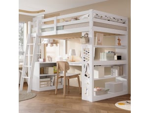 Lit avec rangement 90x200 cm <strong>MODENVIE</strong>  <strong></strong> coloris blanc