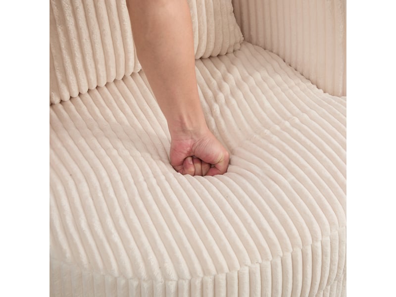 Fauteuil pivotant à 360° en velours côtelé avec rembourrage en mousse haute densité et espace de rangement sous l'assise - beige - Conforama E