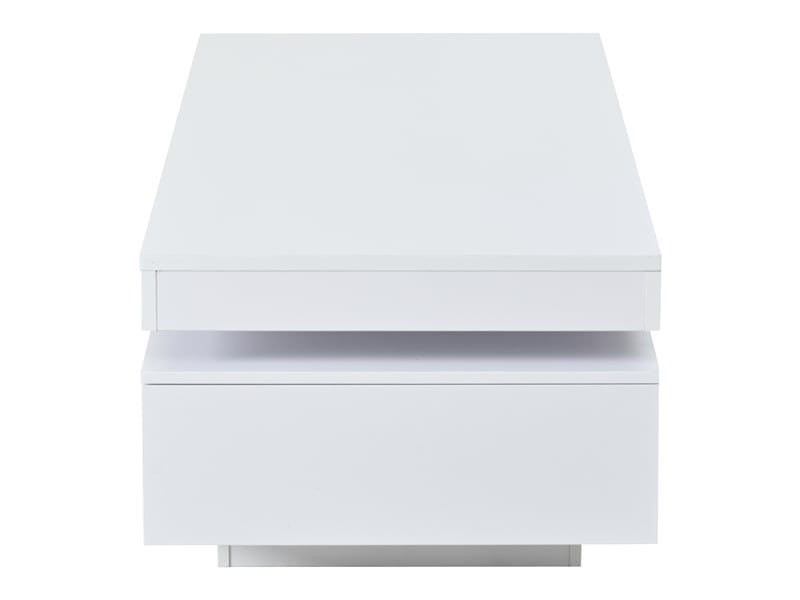  Table basse avec 2 tiroirs et éclairage led pour salon 100×50×35 cm en panneaux de particules blanc  - Conforama D