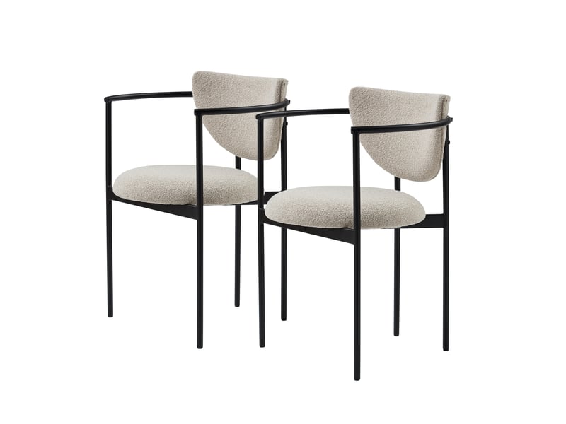  Lot de 2 chaises de salle à manger,78x60x56 cm,avec accoudoirs,tissu,kaki  - Conforama A