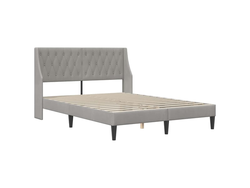  Lit double- lit adulte -  cadre de lit avec tête de lit gris clair 120 x 190 cm velours  - Conforama B