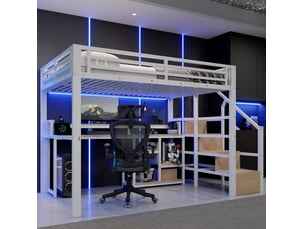 Lit mezzanine 140x200 cm <strong>WISHDOR</strong>  <strong></strong> coloris blanc