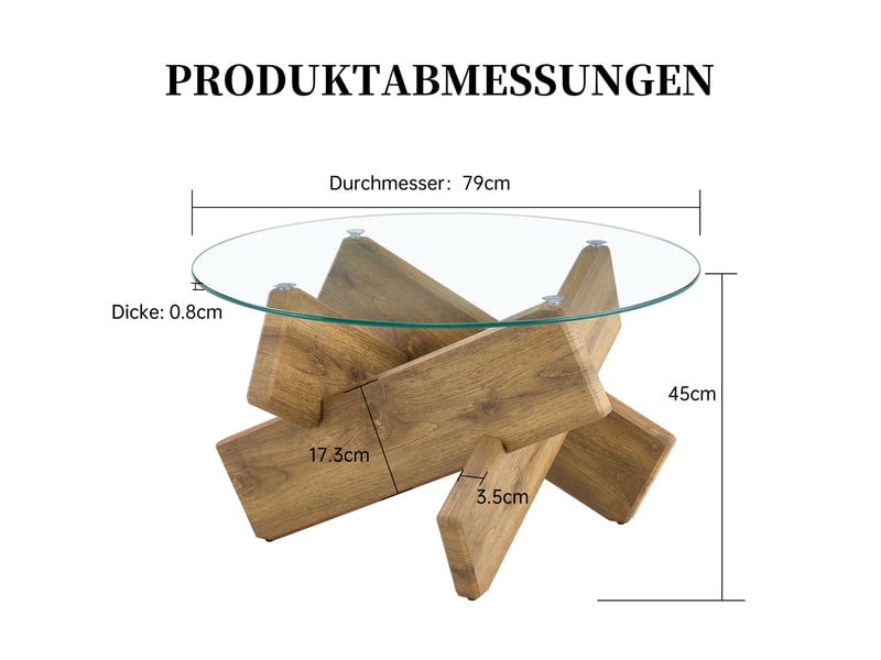  Table basse ronde avec base croisée et plateau en verre, style moderne, pour salon, en mdf et verre, transparent  - Conforama D