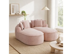 Canapé double modulable 184x164x67 cm en chenille, sans montage, rose