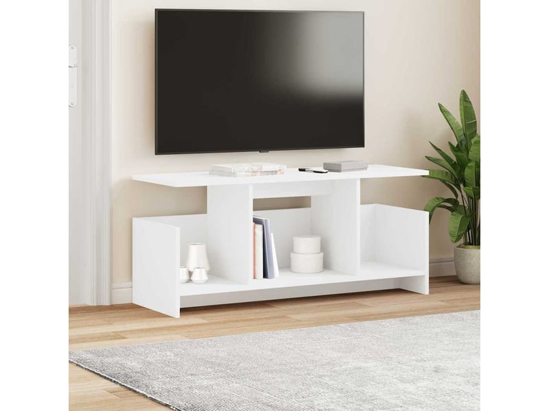  Meuble tv - banc tv - meuble de rangement 102 x 35 x 45 cm blanc bois d'ingénierie  - Conforama D