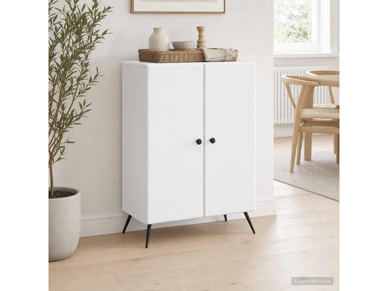  Buffet - bahut - meuble de rangement blanc brillant 66 x 34,5 x 90 cm bois d'ingénierie  - Conforama D