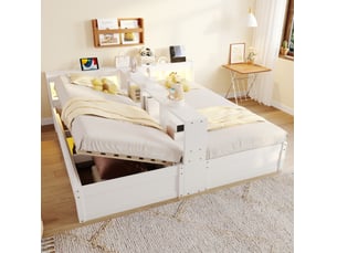 Lit avec rangement 2x90x200 cm <strong>OKWISH</strong>  <strong></strong> coloris blanc