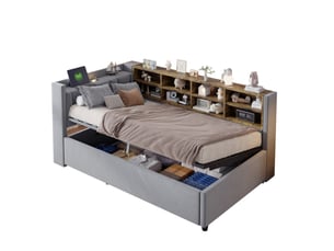 Lit coffre 90x200 cm REDOM coloris gris