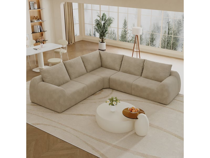  Canapé en mousse compressée 267 cm pour salon sans armature kaki  - Conforama B