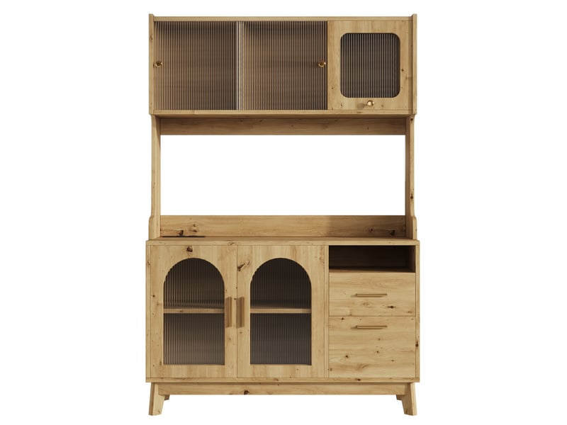  Buffet haut de salle à manger coloris bois avec prises et ports usb 120x40x178 cm N634D0054N - Conforama A