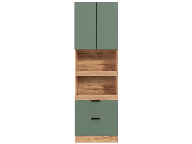  Buffet haut de cuisine 59,5 x 45 x 200 cm vert en mdf, 2 tiroirs et niches ouvertes pratiques  - Conforama E