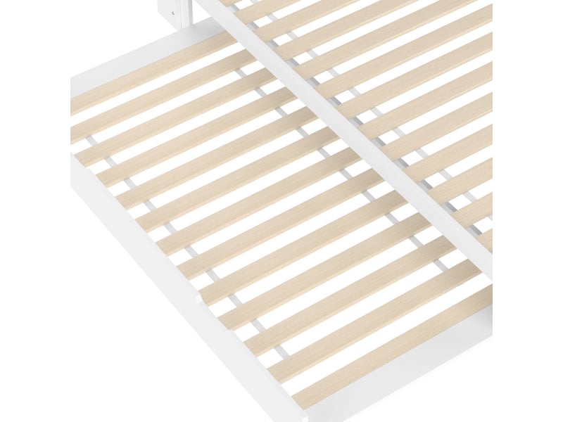  Lit banquette 140x200 avec lit gigogne blanc 90x190 - tête de lit avec rangement et ports usbtype-c  - Conforama W