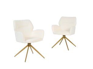 Fauteuil fixe pivotant HAVRYA Tissu blanc vendu Par paire