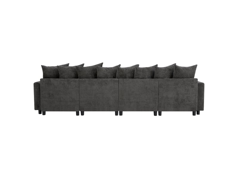 Canapé d’angle modulable 6 places 283x153,5 cm – gris – usbtype-c, 2 poufs et coussins mobiles - Conforama D