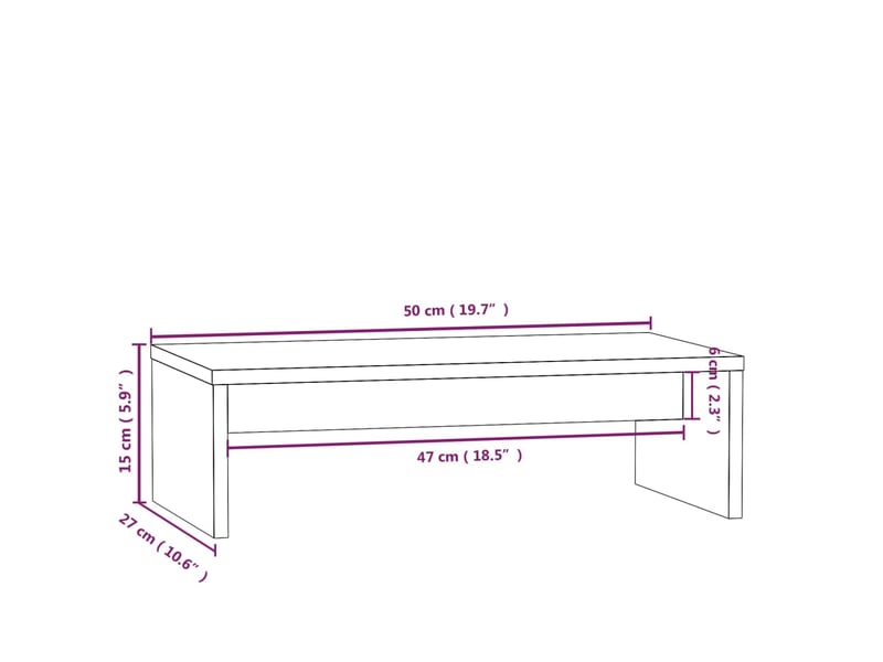  Support de moniteur 50 x 27 x 15 cm bois de pin solide blanc 02_0029209  - Conforama E