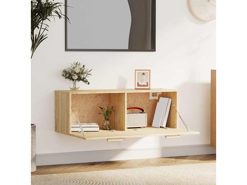  Armoire murale salon chêne sonoma 100x36,5x35cm bois d'ingénierie shl5141  - Conforama C