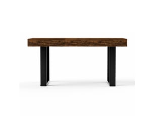 Table à manger extensible 120-160 cm, style rétro, marron rustique, 8 personnes