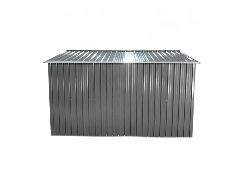  Abri de jardin en métal 10 x 8 pieds gris avec toit à deux pentes, cadre de sol intégré, 7,46 m²  - Conforama E