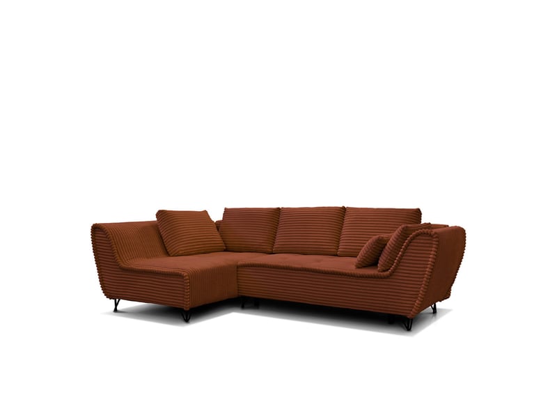Canapé taormina - velours côt. Cinnamob - angle g - convert. - 4 pl - rouille 3CA59.AM.4AC.G.09 - Conforama D
