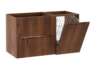 Meuble sous vasque suspendu avec panier à linge 2t novo l.100 cm effet noyer warmia