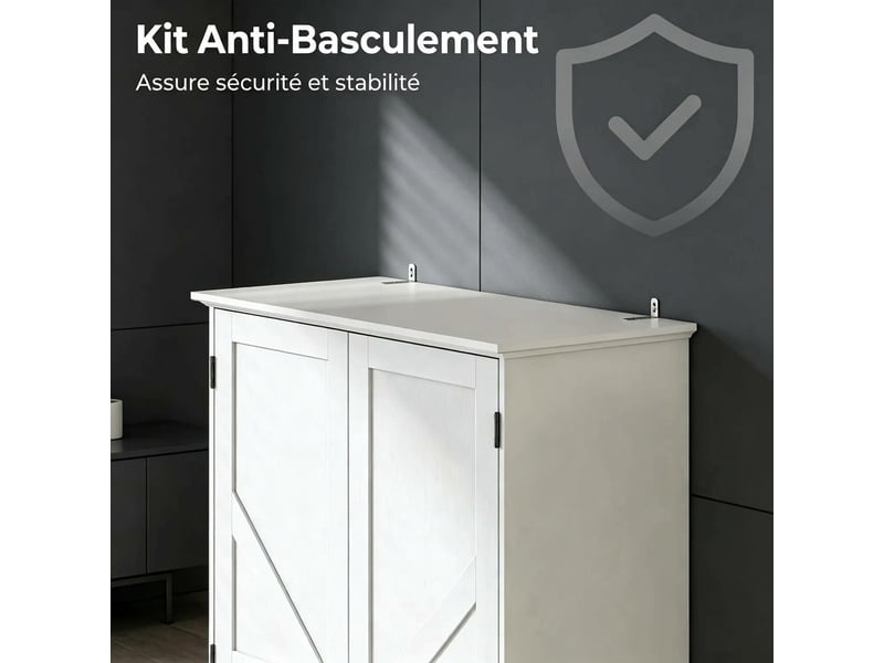  Buffet de cuisine blanc 80x39,5x184,5 cm avec 2 portes et 2 tiroirs  - Conforama D