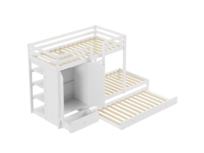  Lit superposé 90x200, structure bois massif lit superposé enfant, rangement intégré, lit gigogne, gain d'espace  - Conforama D